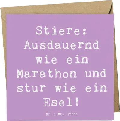 Produktbild von Mr. & Mrs. Panda anlasskarte Spruch Starker Stier - Lavendeltraum - Geschenk, Geschenke Astrologie, Tierkreiszeichen, Glückwunschkarte, Sternzeichen, Liebe zum Detail