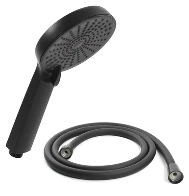 Produktbild von Duschset schwarz matt Handbrause und Brauseschlauch ABS