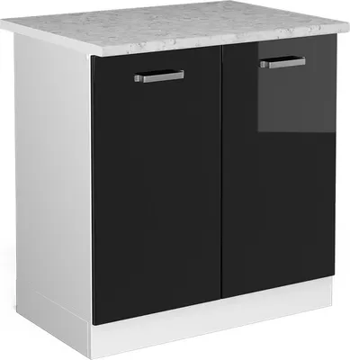 Obrázek produktu pro Skříňka pod dřez Vicco R-Line Černý vysoký lesk 80 cm s pracovní deskou, Model 41200