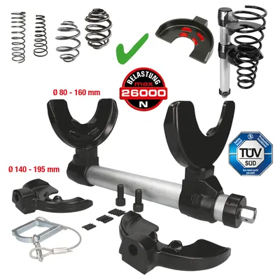 Productafbeelding van KS TOOLS Set verenverlengers voor ophangveren, 500.8400, 80,0 mm, gereedschapsstaal, 13500 g