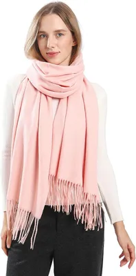 Produktbild von Damen Pashmina Schal Warm Weich Elegant Winter Abend Rosa L