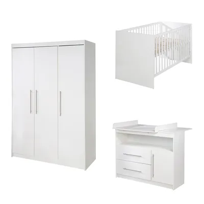 Produktbild von roba Zimmerset 'Maren', inkl. Kombi-Bett 70 x 140 cm, Wickelkommode breit & Schrank 3-türig Weiß