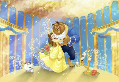 Zdjęcie produktu dla Disney fototapeta piękna i Bestia niebieskimIżółtym - 612210 - 368 x 254 cm