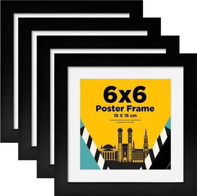 Produktbild von Bilderrahmen Set Holzrahmen Acrylglas Schwarz 15x15cm 4er-Set