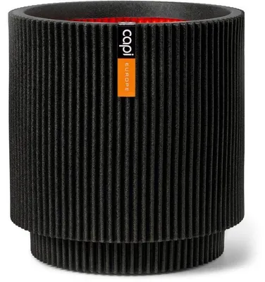 Productafbeelding van Cylindervormige vaas CAPI EUROPE Groove, zwart - 44 x 46 cm