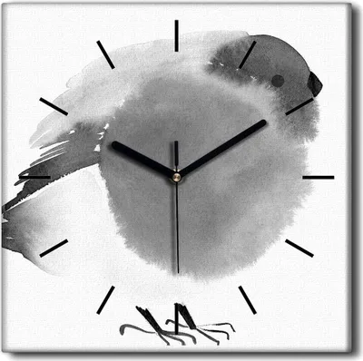 Produktbild von Coloray Uhr auf Leinwand 30x30 cm Wand Uhr Dekoration Wohnzimmer Segeltuch schwarze Hände -Vogel Natur Tier.