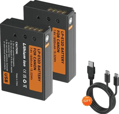 Zdjęcie produktu dla Akumulator do kamery, pojemność 1800 mAh, port ładowania USB typu C, 2 sztuki akumulatorów