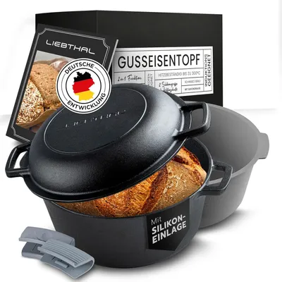 Produktbild von Gusseiserne Brotbackform mit silikonbeschichteter Antihaftschicht - 46 l - vorgebrannt - braten und schmoren