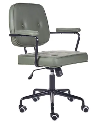 Produktbild von BELIANI Bürostuhl Dunkelgrün Stoff mit Gebremsten Rollen Armlehnen Höhenverstellbar Klassisch Retro Arbeitsstuhl Home-Office Wohnzimmer