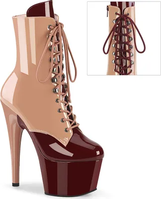 Produktbild von ADORE-1020DC Damen Booties von Pleaser, Beige Dunkelrot , EU 39, US 9