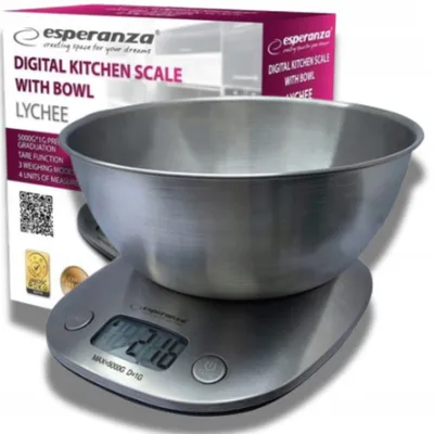 Obrázek produktu pro Esperanza Elektronická kuchyňská váha Nerezová 5kg S miskou