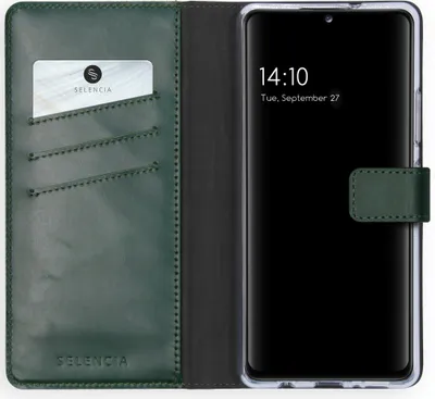 Produktbild von Selencia Echtleder Klapphülle Samsung Galaxy A42 - Grün