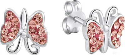Produktbild von Zeeme for Kids Ohrringe 925/- Sterling Silber 0,7cm weiß Kristall pink 299220011R