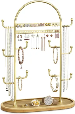 Produktbild von Sieradenständer Holz, multifunktional mit Haken und Schubladen, 32 cm, Schmuckaufbewahrung