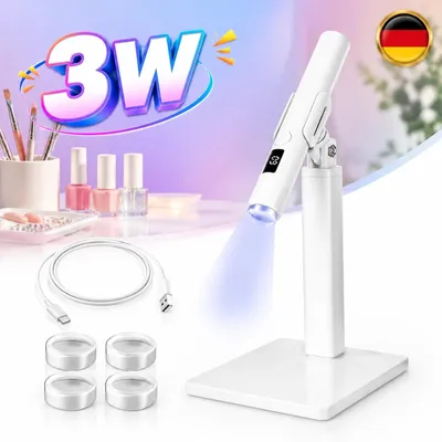 Produktbild von Kleine UV Nagellampe für Gelnägel, tragbare Mini UV Lampe mit Ständer
