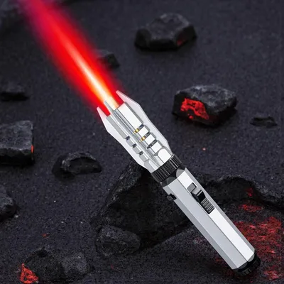 Produktbild von Sturmfeuerzeug Jetflame nachfüllbar winddicht, Flambierbrenner für Kamin Grill Kerzen, Silber-B