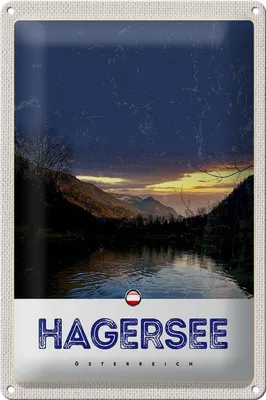 Produktbild von Blechschild Reise 20x30cm Hagersee Österreich Europa See Wald