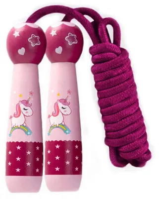 Image de Corde à sauter réglable pour enfants, avec poignées en bois