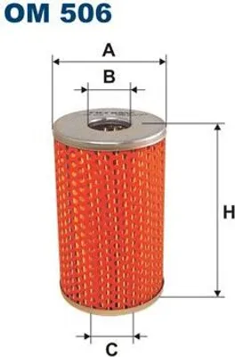 Produktbild von FILTRON Ölfilter Filtereinsatz OM 506, Höhe 116mm, Außendurchmesser 70mm, Innendurchmesser 26mm