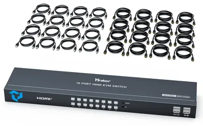 Productafbeelding van 16-poorts HDMI KVM-schakelaar met 4K @60Hz en 16 kabels