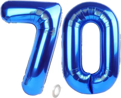 Imagen del producto de Globo número 70, color azul, 101 cm, para celebraciones de cumpleaños