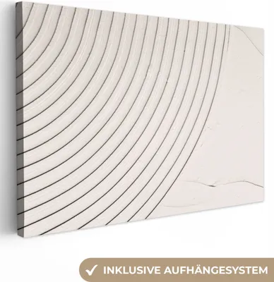Produktbild von OneMillionCanvasses® - Leinwandbilder - 140x90 cm, Kunst - Weiß - Linien - Abstrakt, Wandbilder Kunstdruck Wanddekoration - Foto auf Leinwand - Gemälde auf Holzrahmen