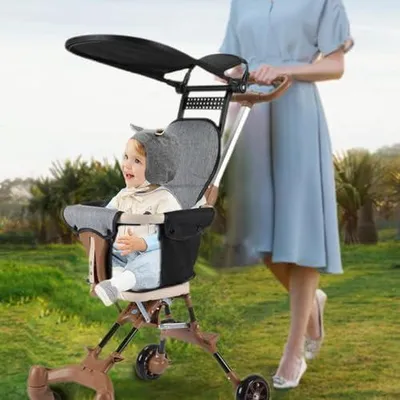 Produktbild von Zusammenklappbarer -Kinderwagen, Kinderwagen mit Verdeck | Reiseleichter -Kinderwagen faltbar | Kinderwagen mit abnehmbarem Verdeck und drehbaren Rädern für