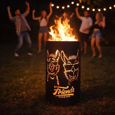 Obrázok produktu pre Sud na oheň, kôš na oheň, miska na oheň, sud na oheň s motívom LAMA - Friends Forever