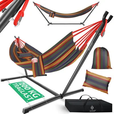 Produktbild von KESSER® Hängematte LAKE mit Gestell Doppelhängematte für 2 Personen-Stabiler Rahmen 200kg Belastbarkeit Indoor & Outdoor XXL Hängesessel Doppel Mehrpersonen Garten Pool Balkon Terrasse