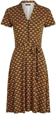 Damenkleid mit Gürtel - Kurze Ärmel - Knielang - Grafischer Druck - Jersey-Stoff mit Stretch - Zeitloser Look - Kleid