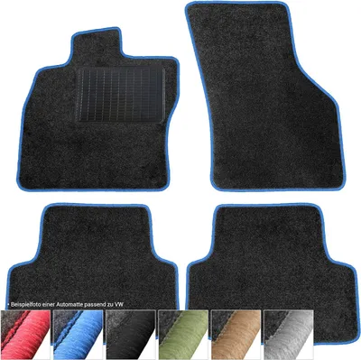 Immagine prodotto di moto-MOLTICO Tappetini Auto Velours Tappetini Auto Neri Set 4 pezzi adatto per VW Maggiolino 1938-2003 (Blu - cuciture decorative)
