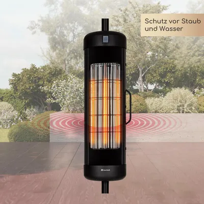 Obrázek produktu pro blumfeldt Heatbell Tower Smart Infračervený sálavý ohřívač - terasový ohřívač, 2000 W, IPX4, IR ComfortHeat, uhlíkové topné těleso, otočný, základní odolná vůči převrácení, pouze pro venkovní použití, černá