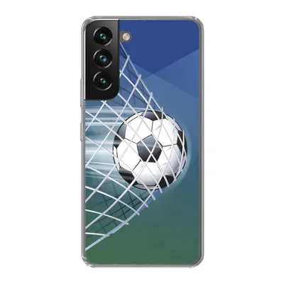 Produktbild von MuchoWow® Handyhülle Schutzhülle Hülle für Samsung Galaxy S22 Eine Illustration eines Fußballs im Netz - Jungen - Mädchen - Kinder Silikon Softcase Handy Hülle - Mobiltelefonhülle