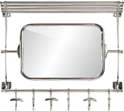 Zdjęcie produktu dla vidaXL Wieszak ścienny z haczykami i lustrem aluminiowym