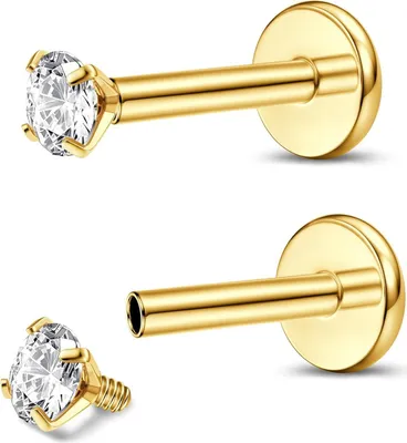 Immagine prodotto di Naso piercing spina set titanio piercing labbra filo interno 16G-6MM oro argento