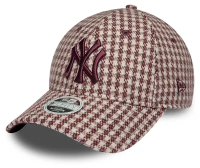 Produktbild von New Era Women MLB 9FORTY Houndstooth Cap New York Yankees beige/red