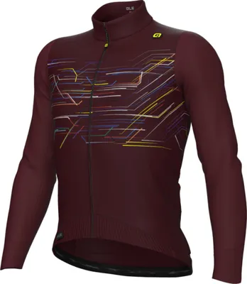 Image de Maillot de cyclisme à manches longues ALÉ pour l'hiver - PR-E MEGABYTE - bordeaux M