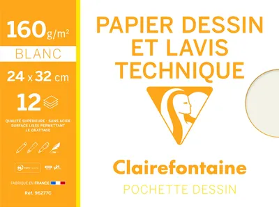 Productafbeelding van Clairefontaine 3329680962772, Schetspapier, 160 g/m², 12 vellen