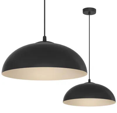 Obrázek produktu pro Závěsné svítidlo, stropní lampa, černé, kasmírové provedení, vnitřní průměr 37 cm, patice E27 – Moderní závěsné svítidlo do obývacího pokoje