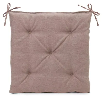 Sitzkissen mit Bändern, gepolstert, 40x40x4 cm, taupe