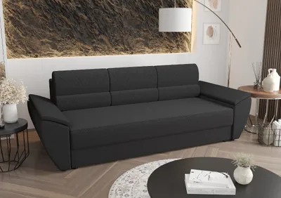 Obrázok produktu pre Nábytok Roe | Rozkladacia pohovka - REBI BIS - 240x78 cm - Čierna - s funkciou spania a úložným priestorom - Pohovka - Rozkladacia pohovka