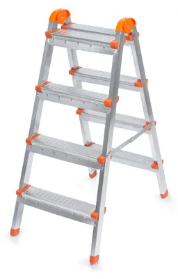 Productafbeelding van Evila Originals, stalen trapleuning, grijs-oranje, draagvermogen 120 kg, afmetingen 42,5 x 85 cm