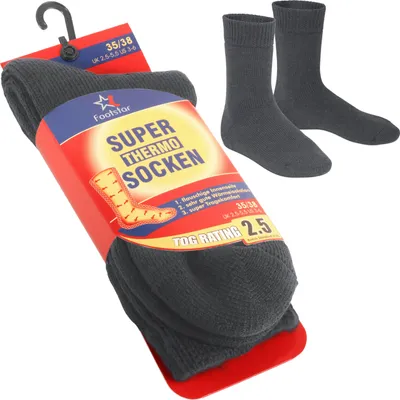 Produktbild von Footstar Damen und Herren Feet Heater Thermo Socken (1 Paar), Extra warme Winter Socken - Anthrazit 35-38