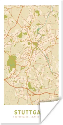 Produktbild von MuchoWow® Poster Karte - Stuttgart - Jahrgang - Karte 80x160 cm - Kinderzimmer