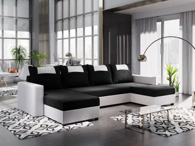 Produktbild von FEDVE Ecksofa Eckcouch mit Schlaffunktion SID mit Bettkasten form U