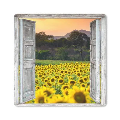 Produktbild von MuchoWow® Mauspad Mousepad Sonnenblume - Abend - Blumen - Ansicht 20x20 cm - Mousepads - Maus Mat - Pad - Mausunterlage - Desk Mat - Bureauartikeln
