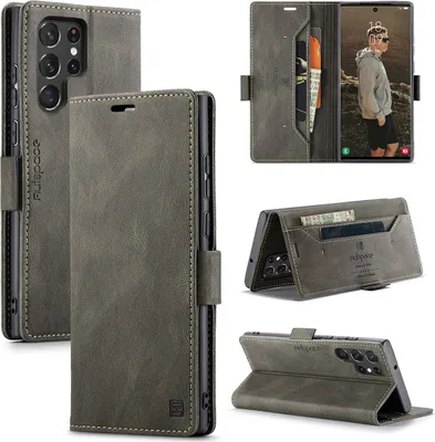 Image de Galaxy S22 Ultra 5G Housse portefeuille, rétroPolyuréthaneétui en cuir Stand de protection pour Samsung Galaxy S22 Ultra 5G cuivre