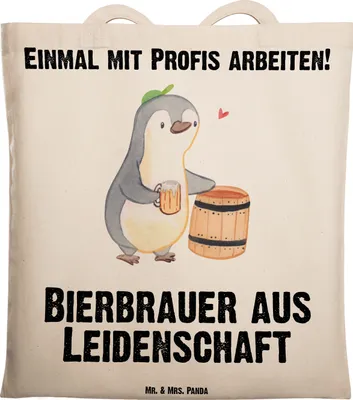 Produktbild von Mr. & Mrs. Panda Tote Bag Bierbrauer Leidenschaft - Transparent - Geschenk, Hobbybrauen, Bierfass, Tasche, Tragetasche, Schultasche, Biergeschenk, Baumwolltasche