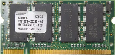 Productafbeelding van Samsung M470L3224DT0-CB0, 266MHz, 256MB, DDR, DDR1, SODIMM, RAM-module voor notebooks