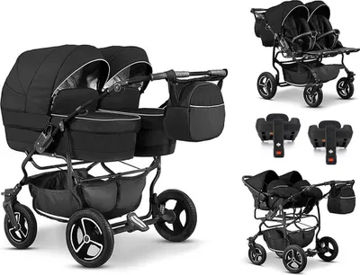 Produktbild von Zwillingskinderwagen 5 in 1 Twin Star inkl. Autositze und Iso Bases - 14 Teile - in 16 Farben